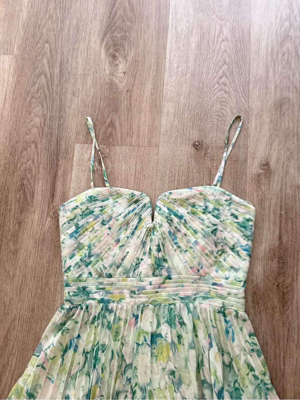 astra the lable bayley green floral pleated maxi summer sun dress size small NEW - Picture 9 of 11